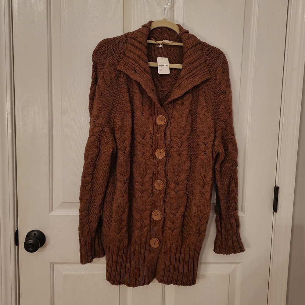 Free People Espresso Cardigan - Caribou - Size XS